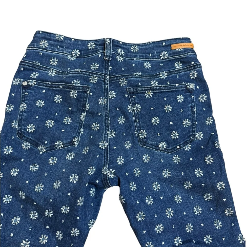 Pilcro Embroidered High-Rise Cropped Starbursts Pattern‎ Bootcut Jeans Sz 26